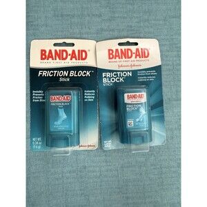 2 Band-Aid Friction Blister Block Stick NEW .34 Oz Reduce Rubbing First Aid Rare